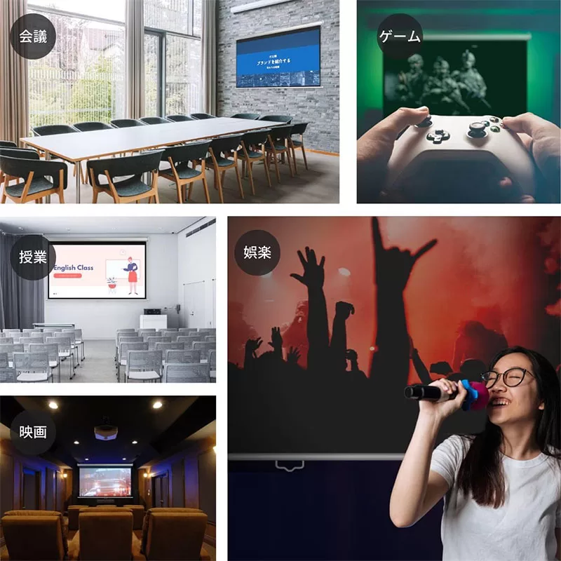 吊り下げ式プロジェクタースクリーン100インチ4：3