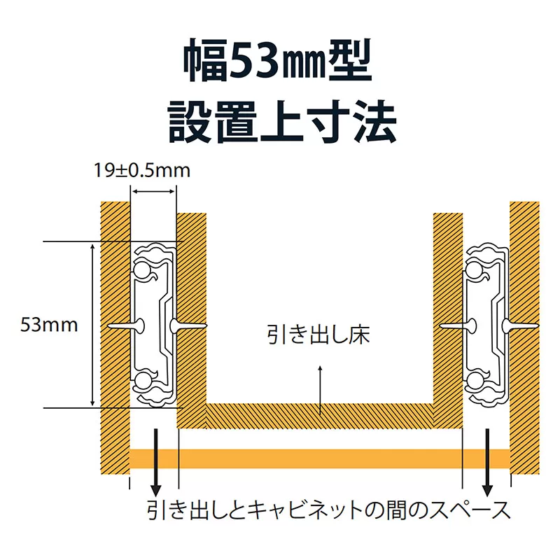 スライドレール幅53ｍｍロックなし
